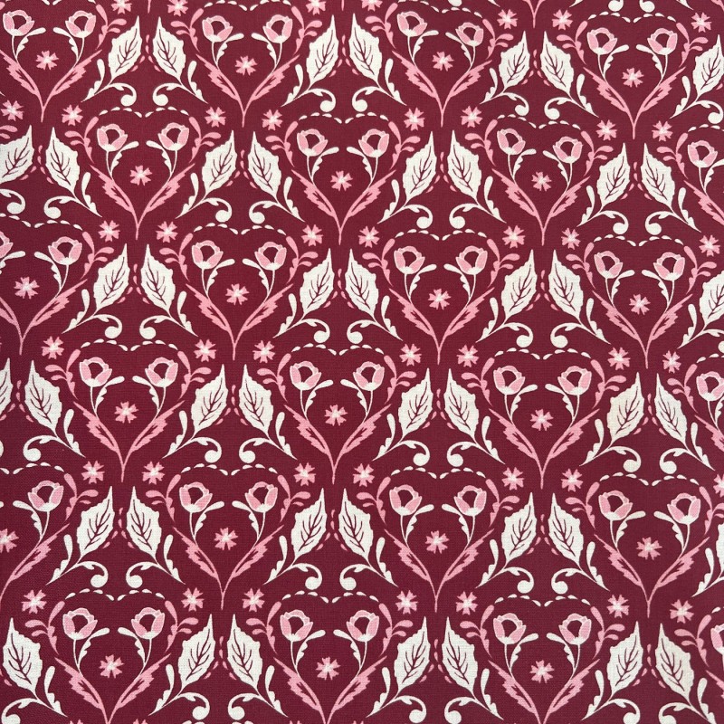 100% Cotton Burgundy Leaves 4