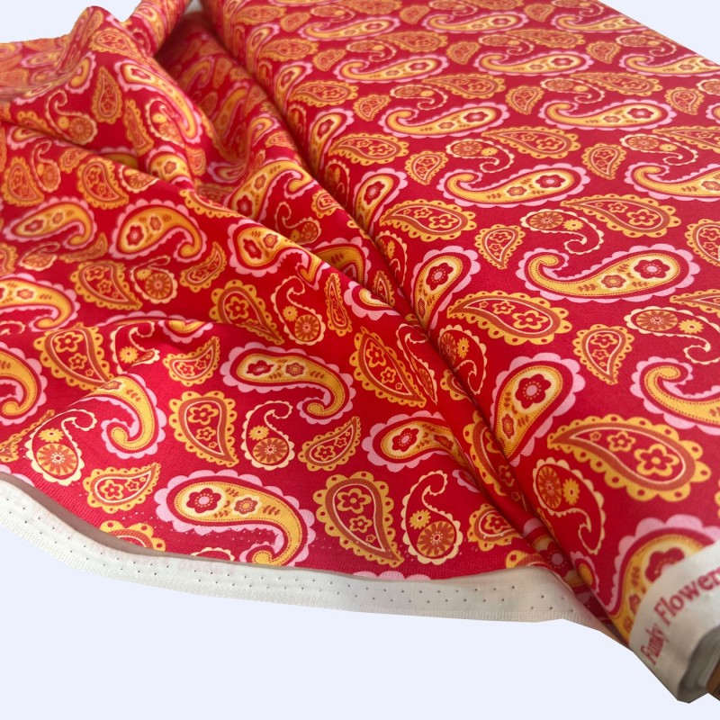 100% Cotton Red Paisley 1