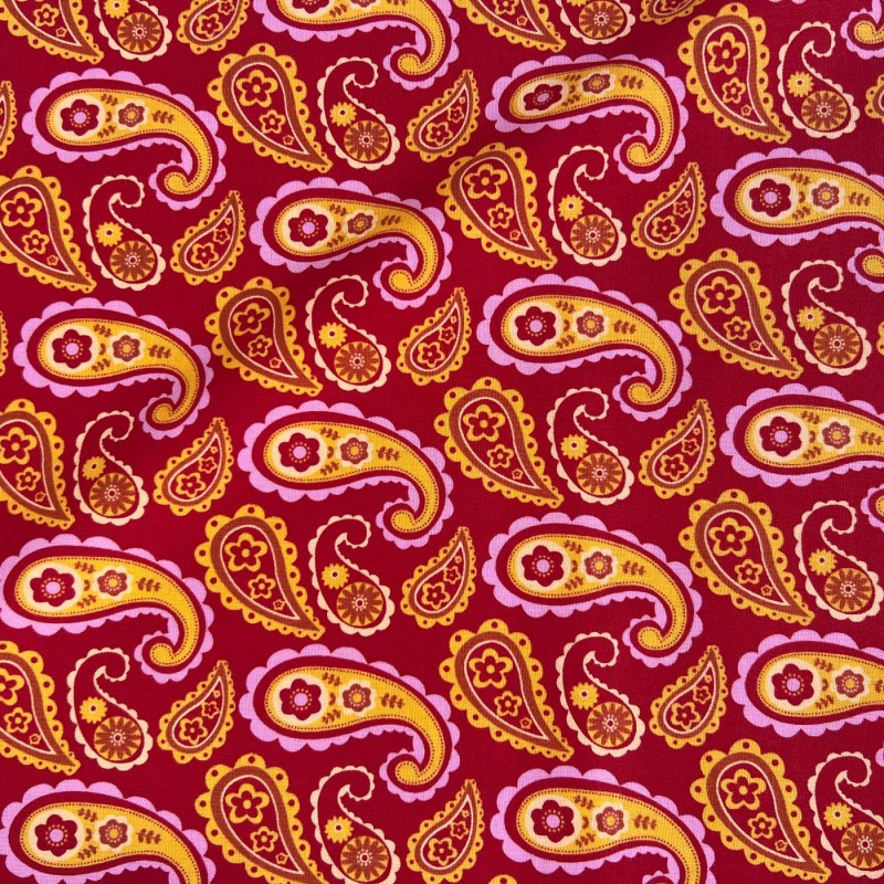 100% Cotton Red Paisley 2