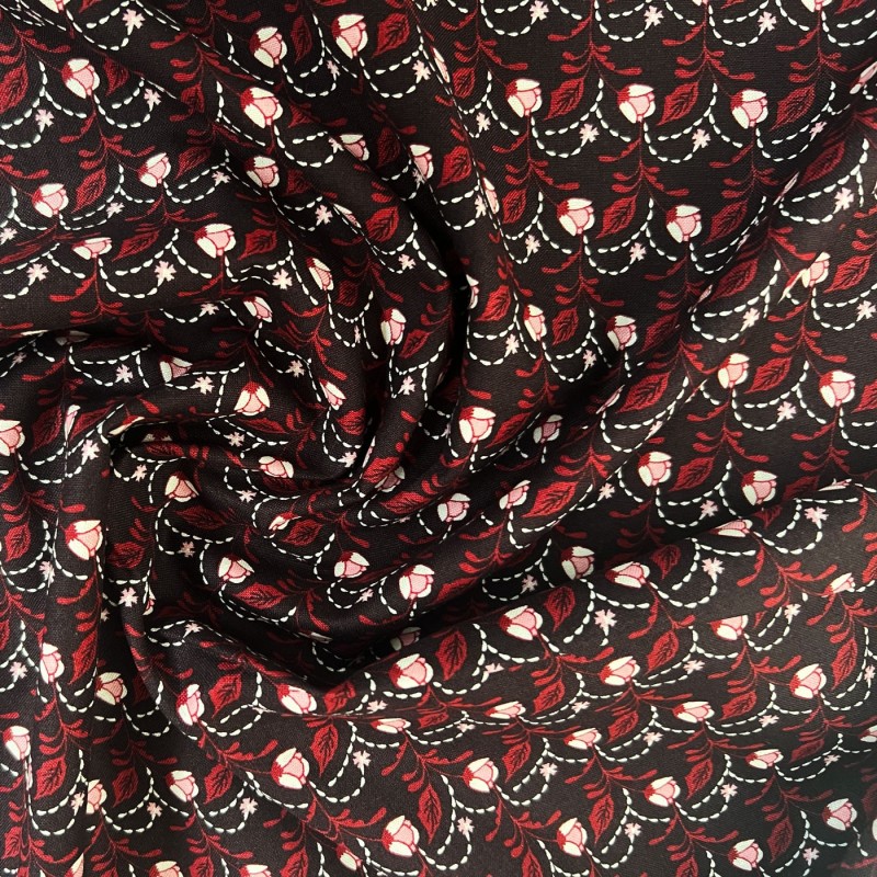 100% Cotton Red Flowers 4