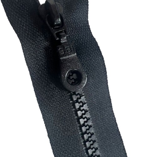 Plastic One Way Zip with Closed End Black 3