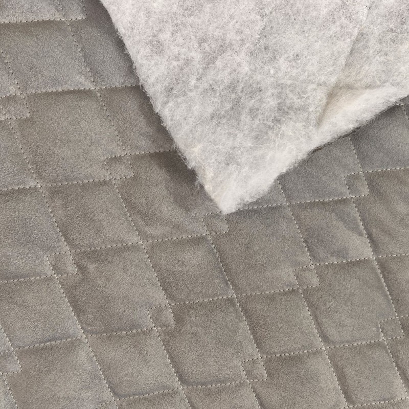 Quilted Suede Fabric Silver Grey3