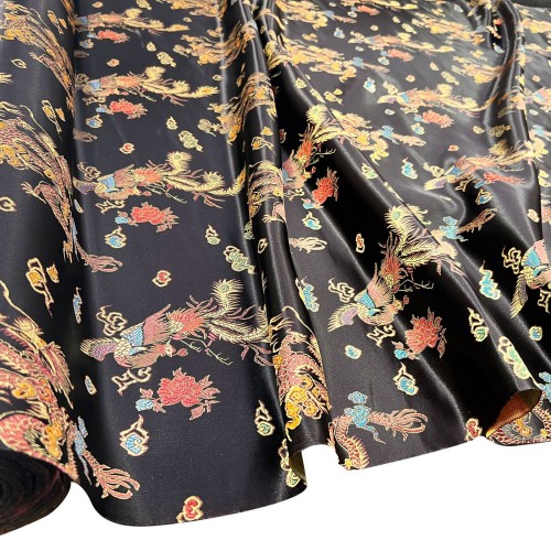 Chinese Brocade Fabric Black