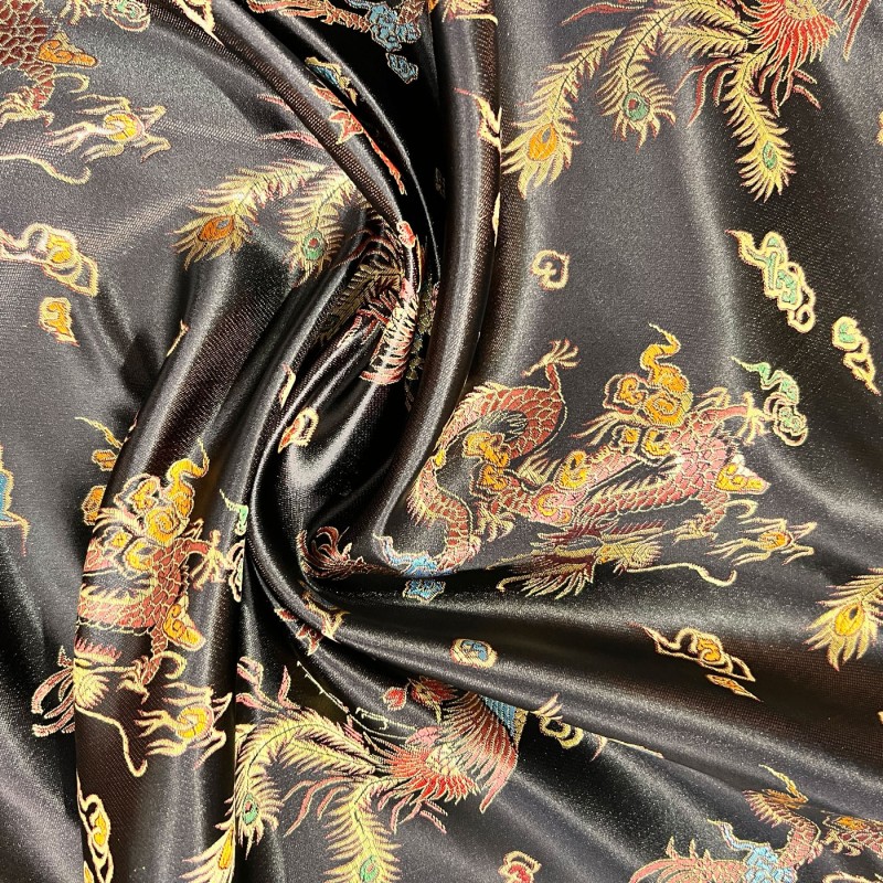 Chinese Brocade Fabric Black4