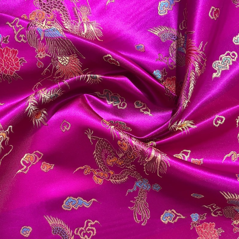 Chinese Brocade Fabric Cerise2