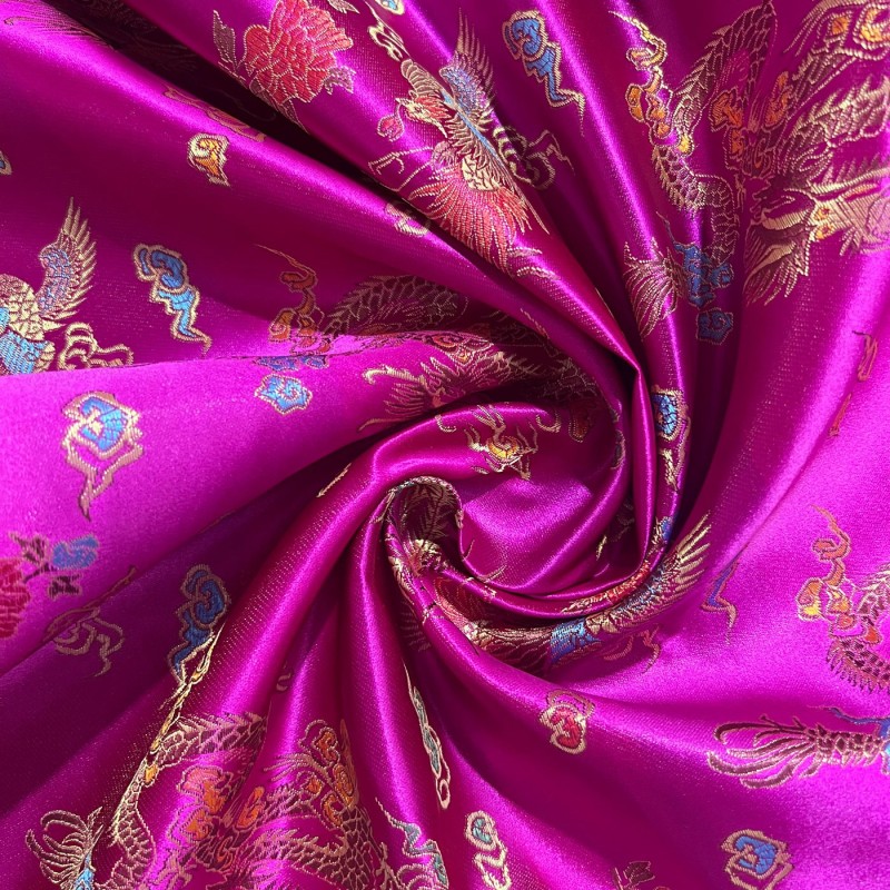 Chinese Brocade Fabric Cerise4