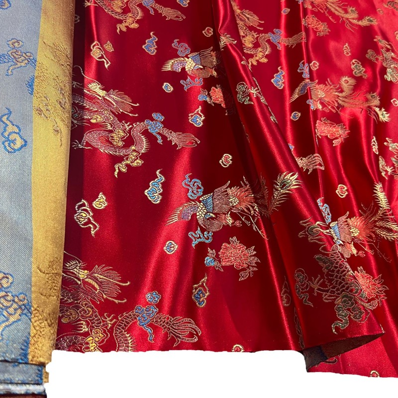 Chinese Brocade Fabric BlackRed