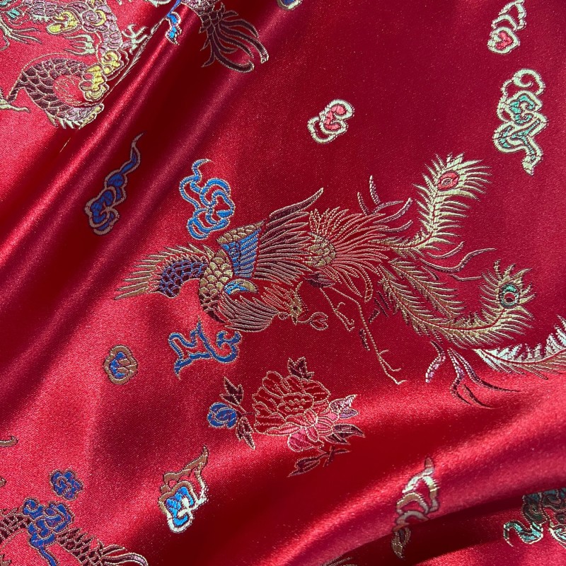 Chinese Brocade Fabric BlackRed3