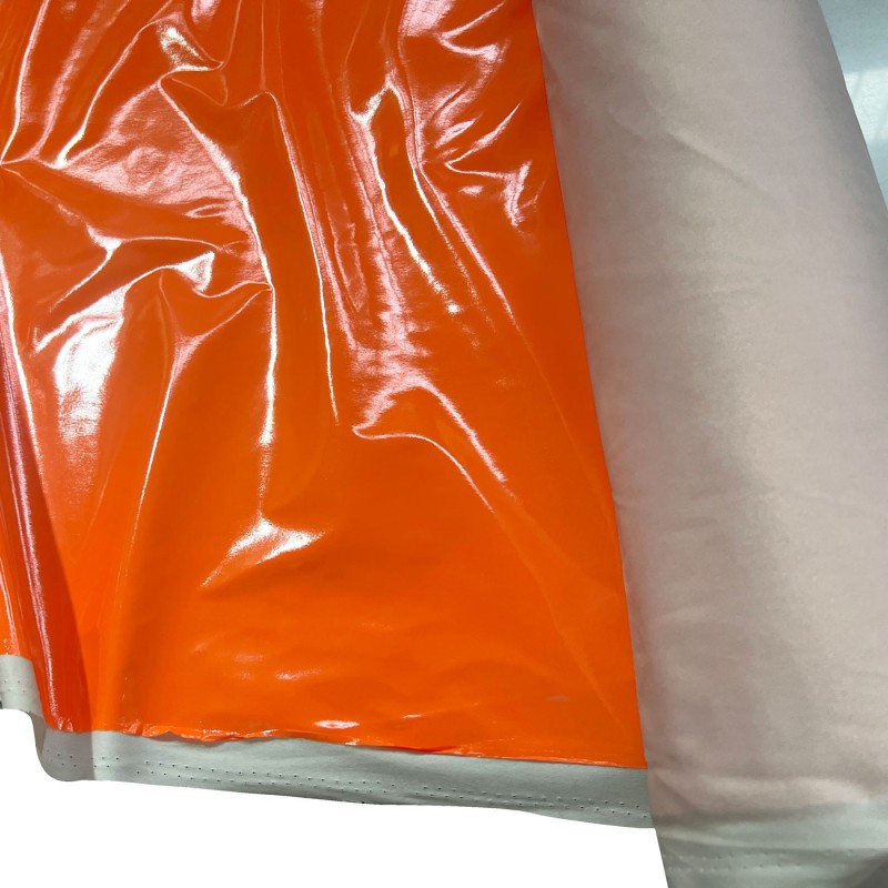 Shiny Gloss PVC Fabric Pink Orange1