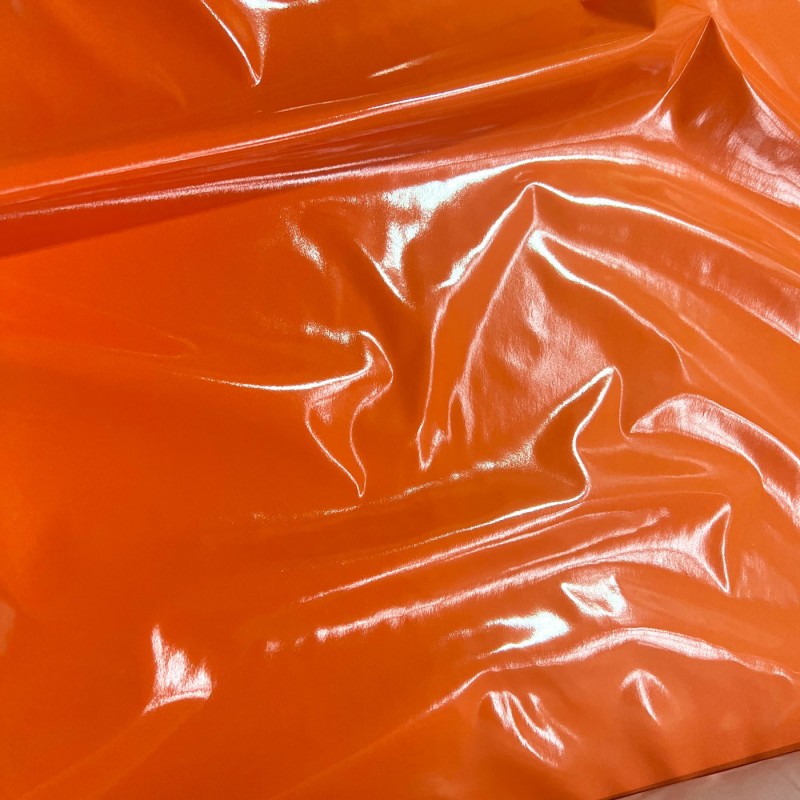 Shiny Gloss PVC Fabric Pink Orange2