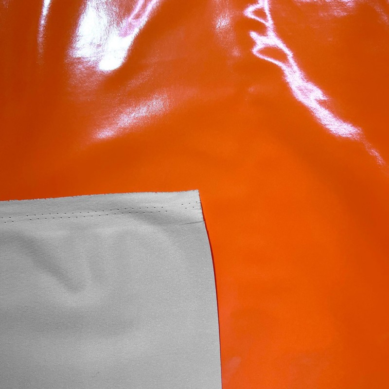 Shiny Gloss PVC Fabric Pink Orange4